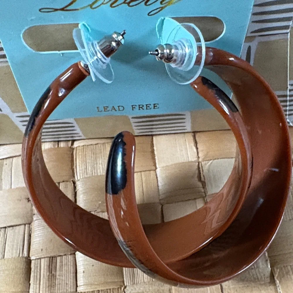 Brown and Black Hoop Earrings